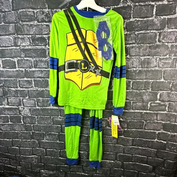 TMNT Size 12 Teenage Mutant Ninja Turtles Leonardo 3-Piece Soft Pajama Set  Mask - Picture 1 of 12